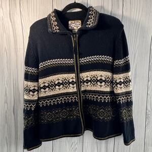 Vintage Heirloom Collectibles Sweater Women's Medium Black Full Zip Cardigan